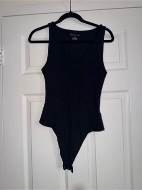 American Eagle Outfitters Black Ribbed V-Neck Bodysuit